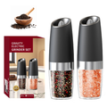 Electric salt and pepper grinder set, adjustable coarseness with LED light, 2-pack