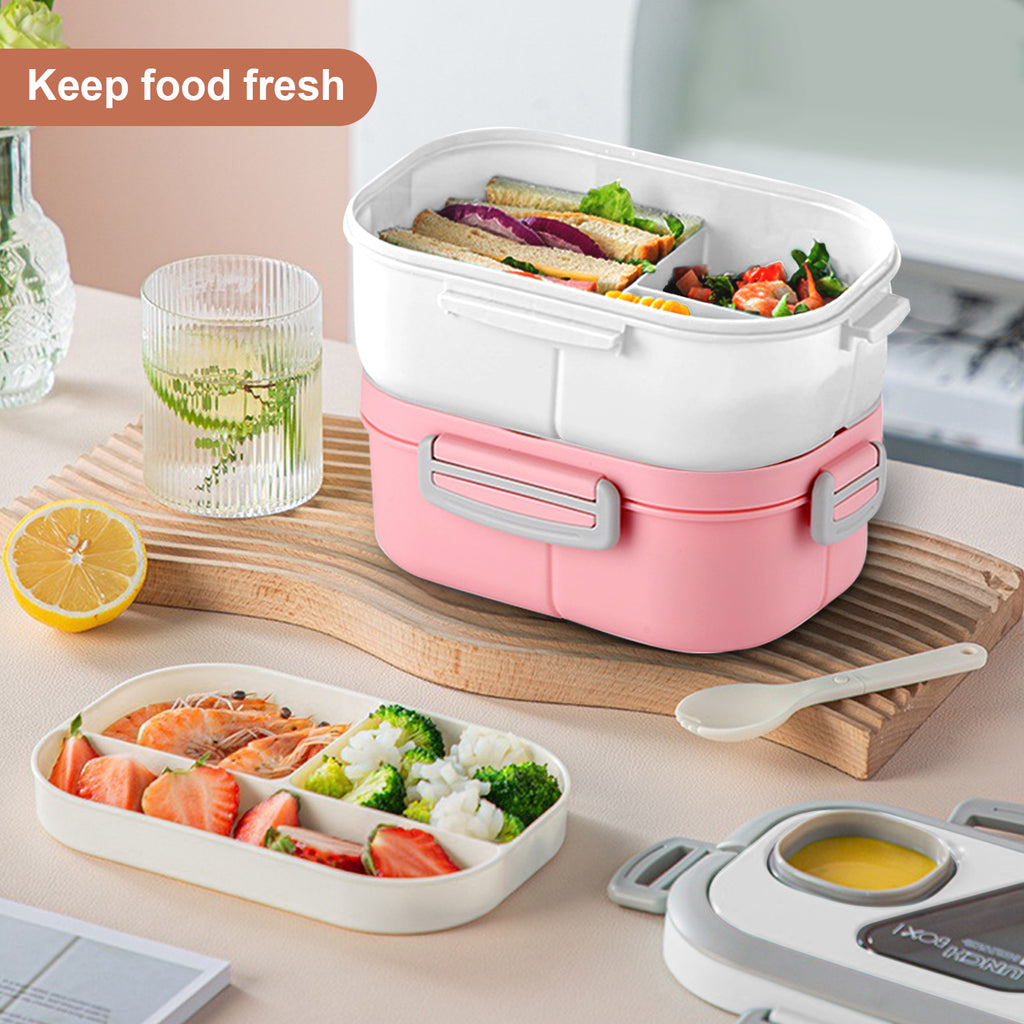 Lunch Box for Adults, 3-Compartment Lunch Box, Set: Lunch Box + Cup + Bag, Food Container