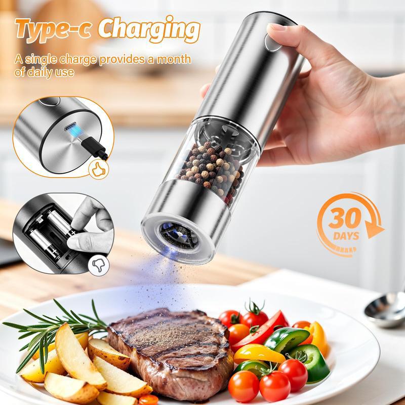 Rechargeable salt and pepper grinder,Set of 2 Rechargeable Electric Salt and Pepper Grinder Set