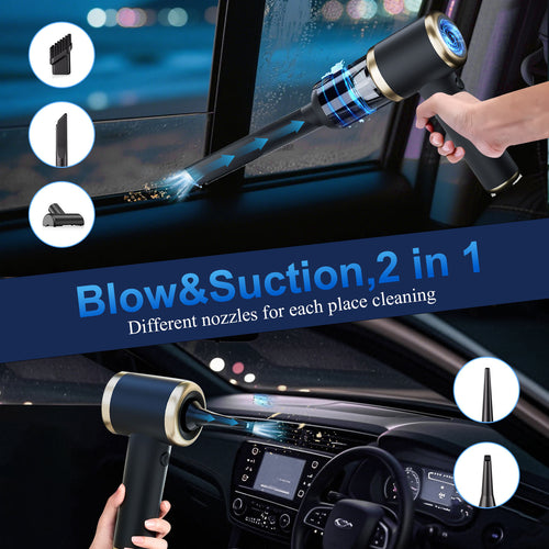 Cordless Car Vacuum with HEPA Filter, Blow & Suction Mini Vacuum with Nozzles