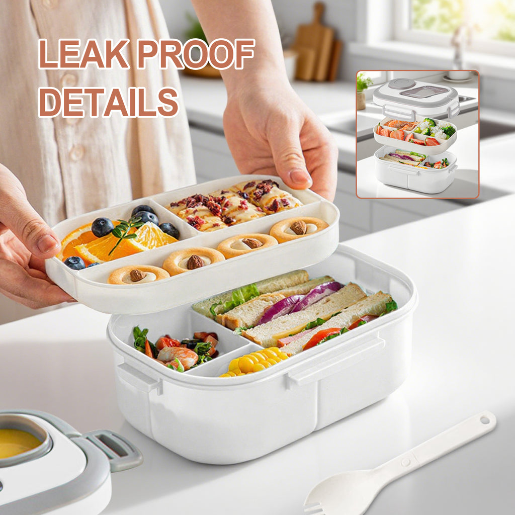 Lunch Box for Adults, 3-Compartment Lunch Box, Set: Lunch Box + Cup + Bag, Food Container