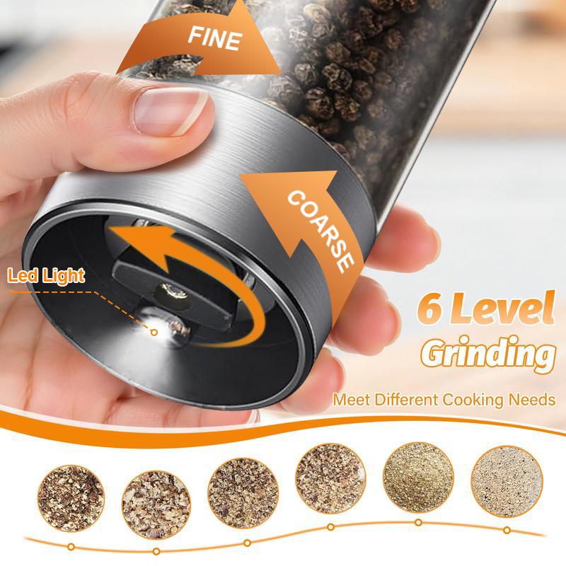 Rechargeable salt and pepper grinder,Set of 2 Rechargeable Electric Salt and Pepper Grinder Set