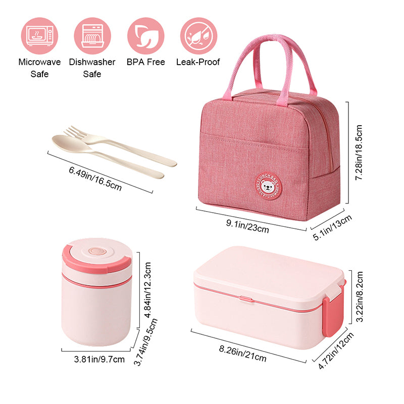 Leakproof Bento Lunch Box Set with Insulated Bag, Soup Cup & Utensils