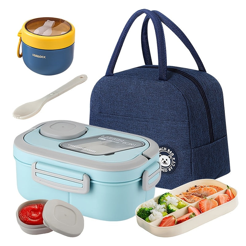 Lunch Box for Adults, 3-Compartment Lunch Box, Set: Lunch Box + Cup + Bag, Food Container